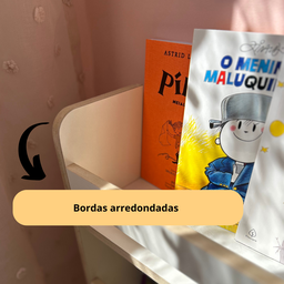 Revisteiro Estante Montessori Infantil para Livros Branco 70x70 Cm - 2