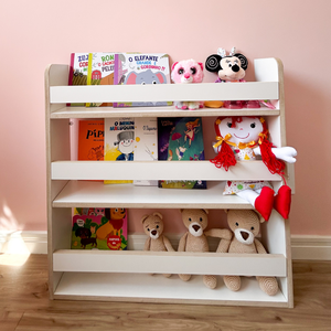 Revisteiro Estante Montessori Infantil para Livros Branco 70x70 Cm