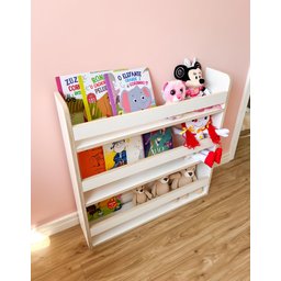 Revisteiro Estante Montessori Infantil para Livros Branco 70x70 Cm - 6