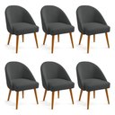 Ver imagem 1 de Kit 06 Cadeiras Poltrona de Jantar Estofada Luna Boucle Pés Palito Castanho - Pallazio