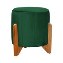 Ver imagem 1 de Puff Jade Pés em Madeira Veludo Cores - DS Estofados - Verde