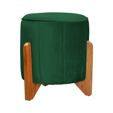 Puff Jade Pés em Madeira Veludo Cores - DS Estofados - Verde