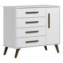Ver imagem 3 de Quarto Bebê Q Encanto Retrô Branco Cômoda Sapateira 4 Gavetas e Berço Multifuncional 2x1 -