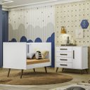 Ver imagem 2 de Quarto Bebê Q Encanto Retrô Branco Cômoda Sapateira 4 Gavetas e Berço Qmovi