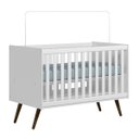 Ver imagem 5 de Quarto Bebê Q Encanto Retrô Branco Cômoda Sapateira 4 Gavetas e Berço Multifuncional 2x1 -