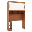 Ver imagem 3 de Guarda-Roupa Solteiro 2 Portas com Cabeceira Gênova Plus Off White/Freijó Wood/Off-White
