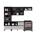 Ver imagem 4 de Cozinha Modulada 4 Peças 8 Portas 5 Gavetas MDF Dodradiça Slow Motion Lúmina Itatiaia Grafite/Fendi Cinza