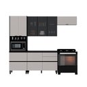 Ver imagem 2 de Cozinha Modulada 4 Peças 8 Portas 5 Gavetas MDF Dodradiça Slow Motion Lúmina Itatiaia Grafite/Fendi Cinza