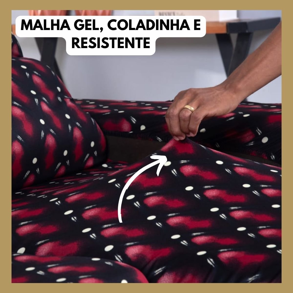 Capa de Sofá Retratil 2 Lugares Estampado:vermelho Preto - 4