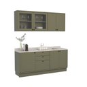 Ver imagem 3 de Cozinha Compacta Modulada 7 Portas 3 Gavetas 100% MDF 2 Tampos Sevilha Verde/Hill