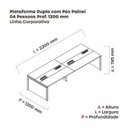 Ver imagem 3 de Estação de Trabalho Mesa Plataforma Escritório para 4 Pessoas Dupla com Caixa de Tomada Pé Painel Cinza/Branco