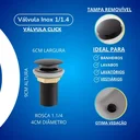 Ver imagem 3 de Válvula Click Inteligente Preto Fosco para Cuba Banheiro 1.1/4"