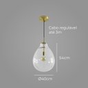 Ver imagem 3 de Pendente Caju Bronze Vidro Transparente 54cm 1e27 Bella