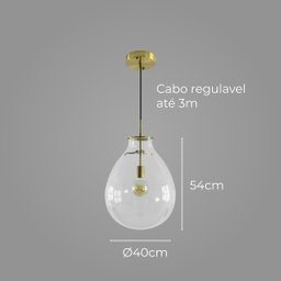 Pendente Caju Bronze Vidro Transparente 54cm 1e27 Bella - 3