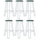 Ver imagem 1 de Kit 06 Banquetas Baixa Bar Cozinha Sala de Jantar Áris C01 Branco Courino Verde Sálvia - Lyam Decor
