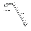 Ver imagem 2 de Chave Vazada Biela Longa em L com Furo 2 Bocas Sextavada Galvanizada Fertak Tamanho: 8x8 mm