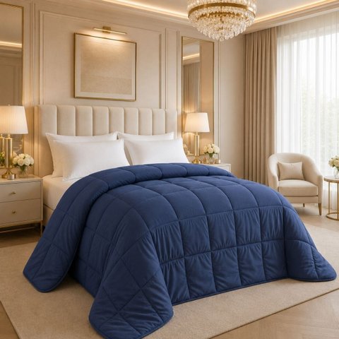 Kit Quarto Elegante King Size Lilly Grosso Luxuoso Pluma:Azul