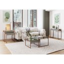 Ver imagem 4 de Conjunto Mesa de Centro Sala de Estar Design com Couro e Mdf:woodmel/dourado