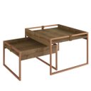 Ver imagem 1 de Conjunto Mesa de Centro Sala de Estar Design com Couro e Mdf:woodmel/dourado