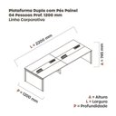 Ver imagem 3 de Estação de Trabalho Mesa Plataforma Escritório para 4 Pessoas Dupla com Caixa de Tomada Pé Painel Preto/Branco