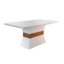 Ver imagem 1 de Mesa de Sala Jantar Ágata + Tampo Madeirado Reto 180x90cm Off White/Imbuia - Rufato
