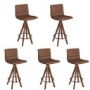 Ver imagem 1 de Kit 5 banquetas gourmet giratoria Julia-Assento Marrom camurça