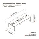 Ver imagem 3 de Estação de Trabalho Mesa Plataforma Escritório para 4 Pessoas Dupla com Caixa de Tomada Pé Painel Marrom/Walnut/Branco