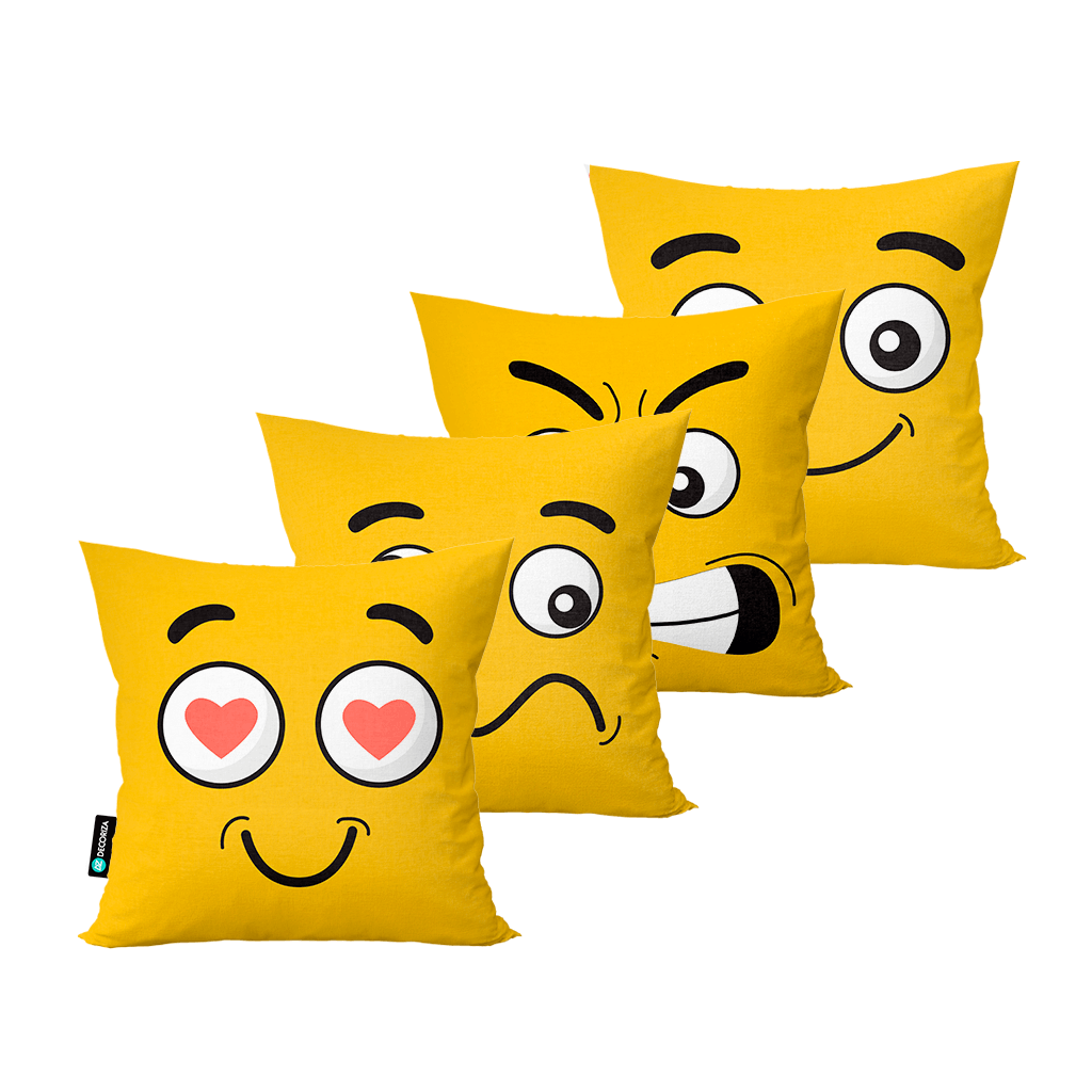 Kit 4 Almofadas Decorativas Emojis | MadeiraMadeira