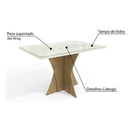 Mesa de Jantar Retangular com Detalhes Cobogó 120 cm - Freij - 3 Mesa de Jantar Retangular com Detalhes Cobogó 120 cm - Freij - 3