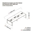 Ver imagem 3 de Estação de Trabalho Mesa Plataforma Escritório para 4 Pessoas Dupla com Caixa de Tomada Pé Painel Preto/Cinza