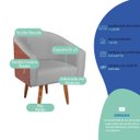 Ver imagem 4 de Poltrona Jade Decorativa Moderna Sala de Estar Quarto Escritório Conforto Corano Nozes e Bouclé Pés