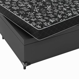 Cama Box Baú Viúva + Colchão Espuma D20 - 56x128x188cm - e-Shop Casa - Couro Preto - 8