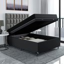 Ver imagem 4 de Cama Box Baú Viúva + Colchão Espuma D20 - 56x128x188cm - e-Shop Casa - Couro Preto