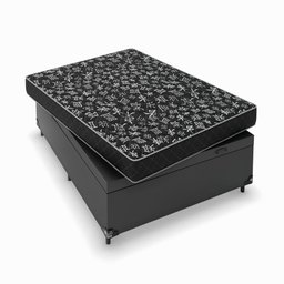 Cama Box Baú Viúva + Colchão Espuma D20 - 56x128x188cm - e-Shop Casa - Couro Preto - 7