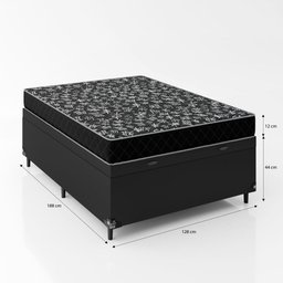Cama Box Baú Viúva + Colchão Espuma D20 - 56x128x188cm - e-Shop Casa - Couro Preto - 2