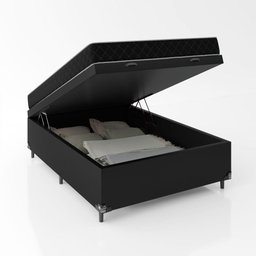 Cama Box Baú Viúva + Colchão Espuma D20 - 56x128x188cm - e-Shop Casa - Couro Preto - 6