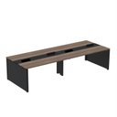 Ver imagem 1 de Estação de Trabalho Mesa Plataforma Escritório para 4 Pessoas Dupla com Caixa de Tomada Pé Painel Marrom/Walnut/Preto