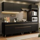 Ver imagem 1 de Armário Cozinha Modulada Completa 252cm Florença Multimóveis MP2443 Preto