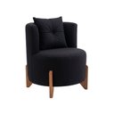 Ver mais imagens de Kit Poltrona e Puff Luna Decorativa Curvo Orgânico Boucle Preto Montanaris Decor