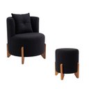 Ver imagem 7 de Kit Poltrona e Puff Luna Decorativa Curvo Orgânico Boucle Preto Montanaris Decor