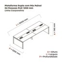 Ver imagem 3 de Estação de Trabalho Mesa Plataforma Escritório para 4 Pessoas Dupla com Caixa de Tomada Pé Painel Branco