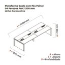 Ver imagem 3 de Estação de Trabalho Mesa Plataforma Escritório para 4 Pessoas Dupla com Caixa de Tomada Pé Painel Cinza/Branco