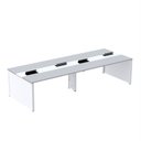 Ver imagem 1 de Estação de Trabalho Mesa Plataforma Escritório para 4 Pessoas Dupla com Caixa de Tomada Pé Painel Cinza/Branco