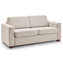 Ver imagem 1 de Sofá-Cama 3 Lugares MH-1174 Herval 201 cm Colchão Casal Linho Creme C1 Pé Madeira Amêndoa