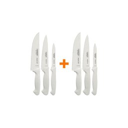 2 Jogos Facas Premium Aço Inox 3 Peças Branco Tramontina - 1