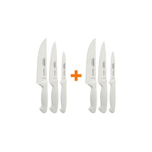2 Jogos Facas Premium Aço Inox 3 Peças Branco Tramontina