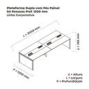 Ver imagem 3 de Estação de Trabalho Mesa Plataforma Escritório para 4 Pessoas Dupla com Caixa de Tomada Pé Painel Marrom/Walnut/Branco