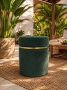 Ver imagem 1 de Puff com Cinta Superior Dourada, Verde Veludo - Let Móveis