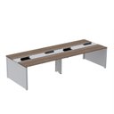 Ver imagem 1 de Estação de Trabalho Mesa Plataforma Escritório para 4 Pessoas Dupla com Caixa de Tomada Pé Painel Cinza/Walnut