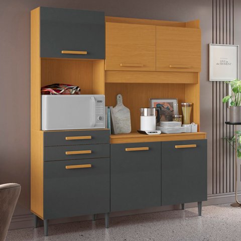 Armário de Cozinha Compacta 180cm Noir Cinamomo/grafite A15 - Mpozenato